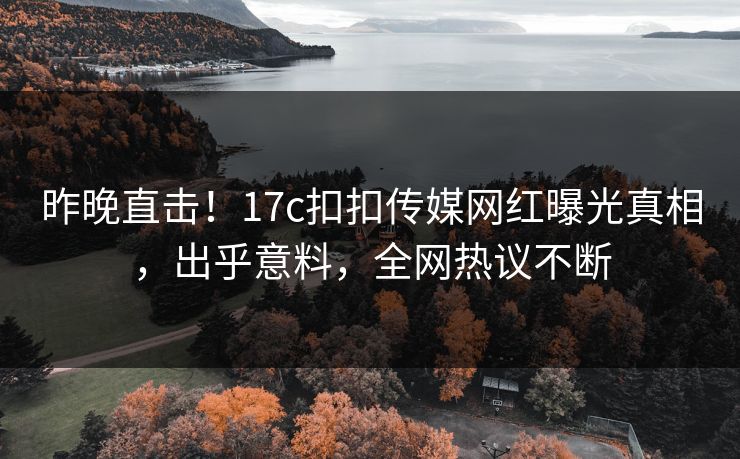 昨晚直击！17c扣扣传媒网红曝光真相，出乎意料，全网热议不断