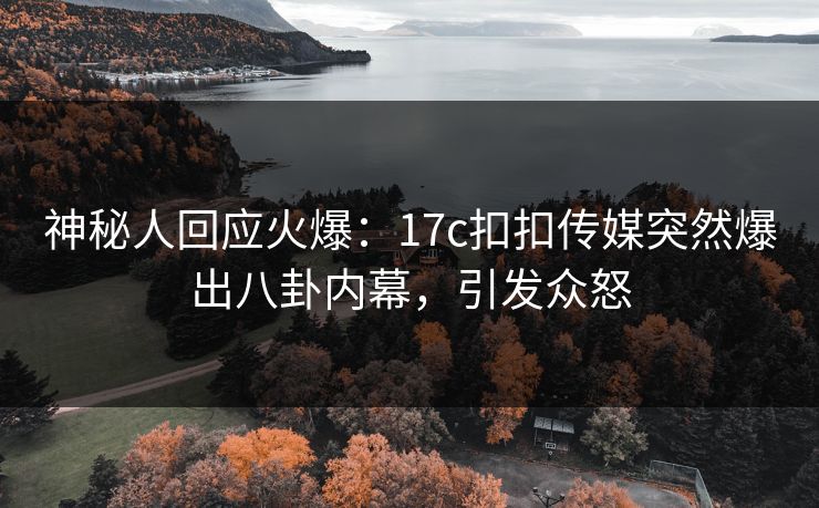 神秘人回应火爆：17c扣扣传媒突然爆出八卦内幕，引发众怒